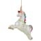 White Unicorn with Rainbow Mane Glittered Christmas Glass Ornament